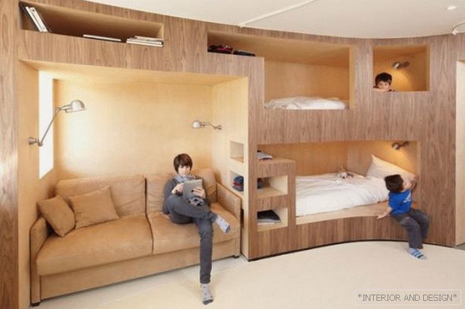 Design einer Ein-Zimmer-Wohnung für eine Familie mit einem Kind 1