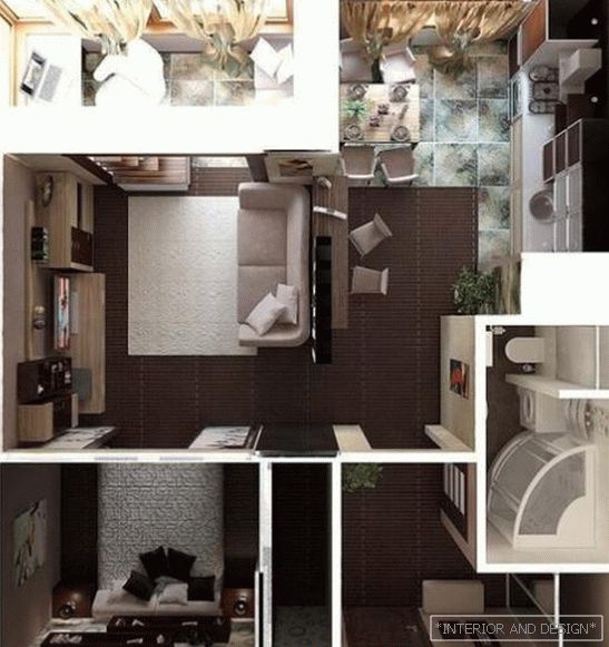 Designprojekt der Einzimmerwohnung 4